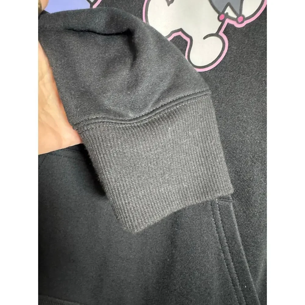 SANRIO KUROMI Hoodie NEW Double Graphic Kangaroo Pocket Black Size M - Picture 9 of 11